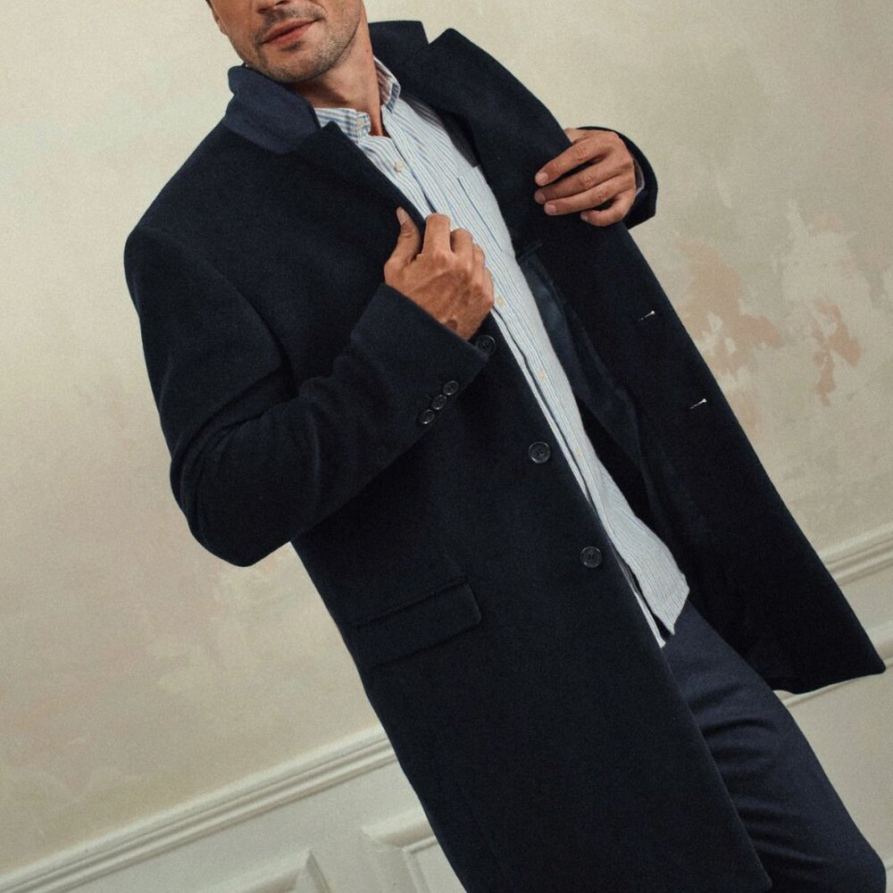 Balibaris Tancrede Cashmere/Wool Straight Coat NAVY (French Size 44/US Size XS)